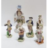 A pair of Bloor Derby figures, a pair of Derby figures and two other figures Condition Report:some