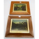 A pair of framed landscape views, titled Bridge of Doon and Bothwell Castle on the Clyde