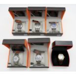 Five boxed wristwatches by AN London; and a further boxed watch by GT with skeleton movement