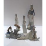 A large Lladro clown designed by Salvador Furio, model no 4618, together with three other Spanish
