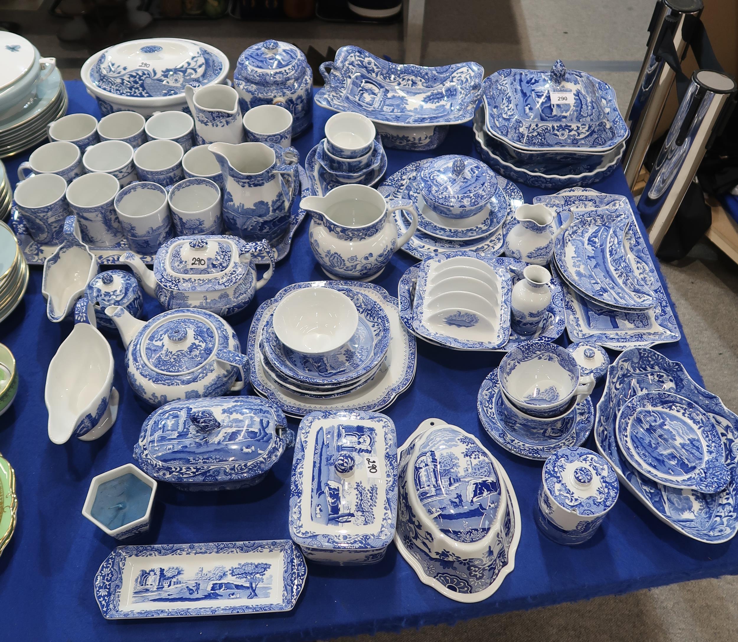 A large quantity of Spode Italian tableware comprising mugs, dishes, plates, toastrack, teapots,