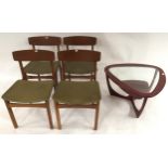 A mid 20th century stained teak coffee table and four mid 20th century dining chairs (5) Condition