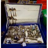 A cased canteen of continental stamped 800 cutlery, comprising table forks, table spoons, tea