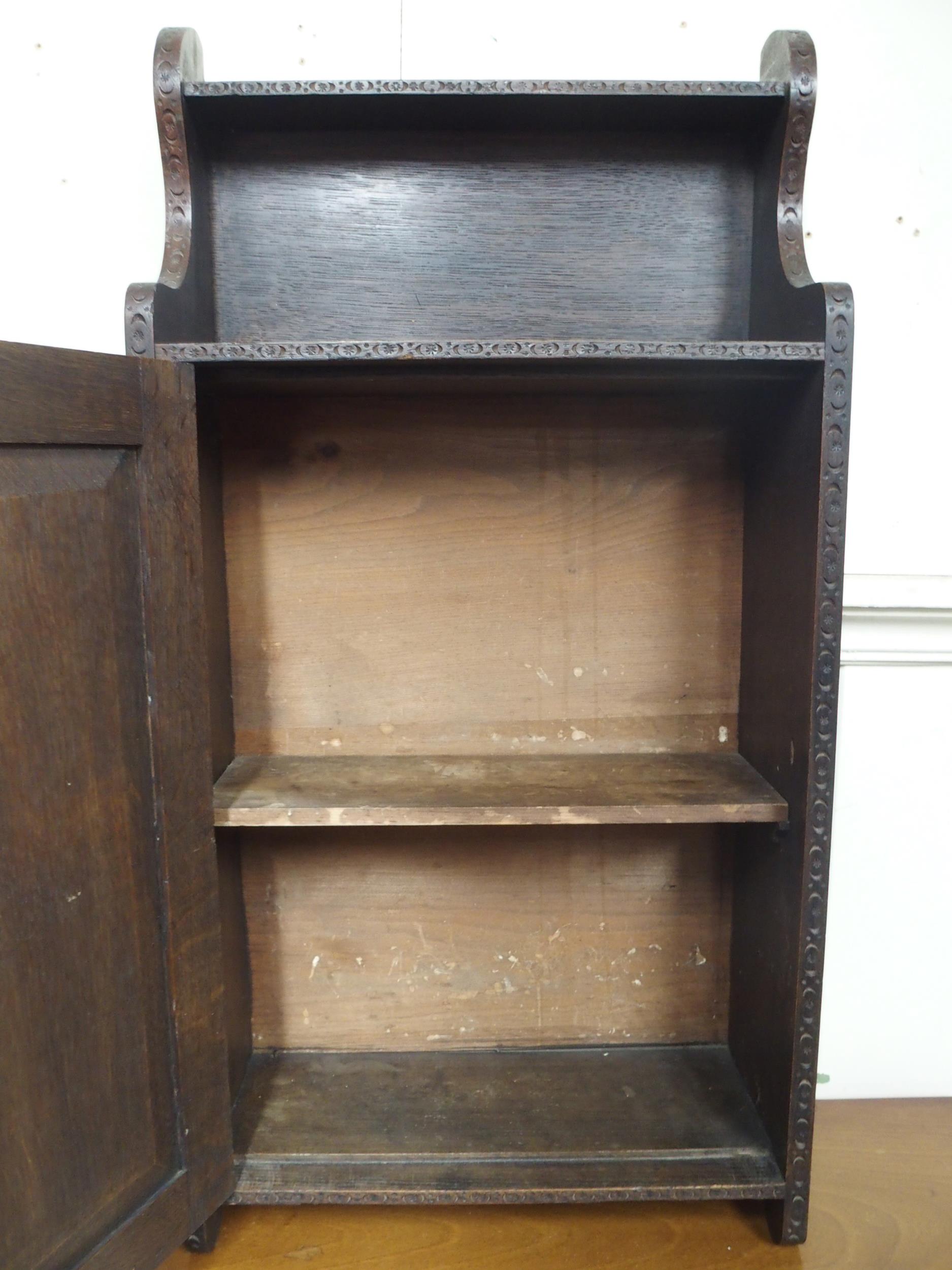 A 20th century mahogany veneered writing bureau, 97cm high x 77cm wide x 47cm deep and an oak - Image 3 of 6