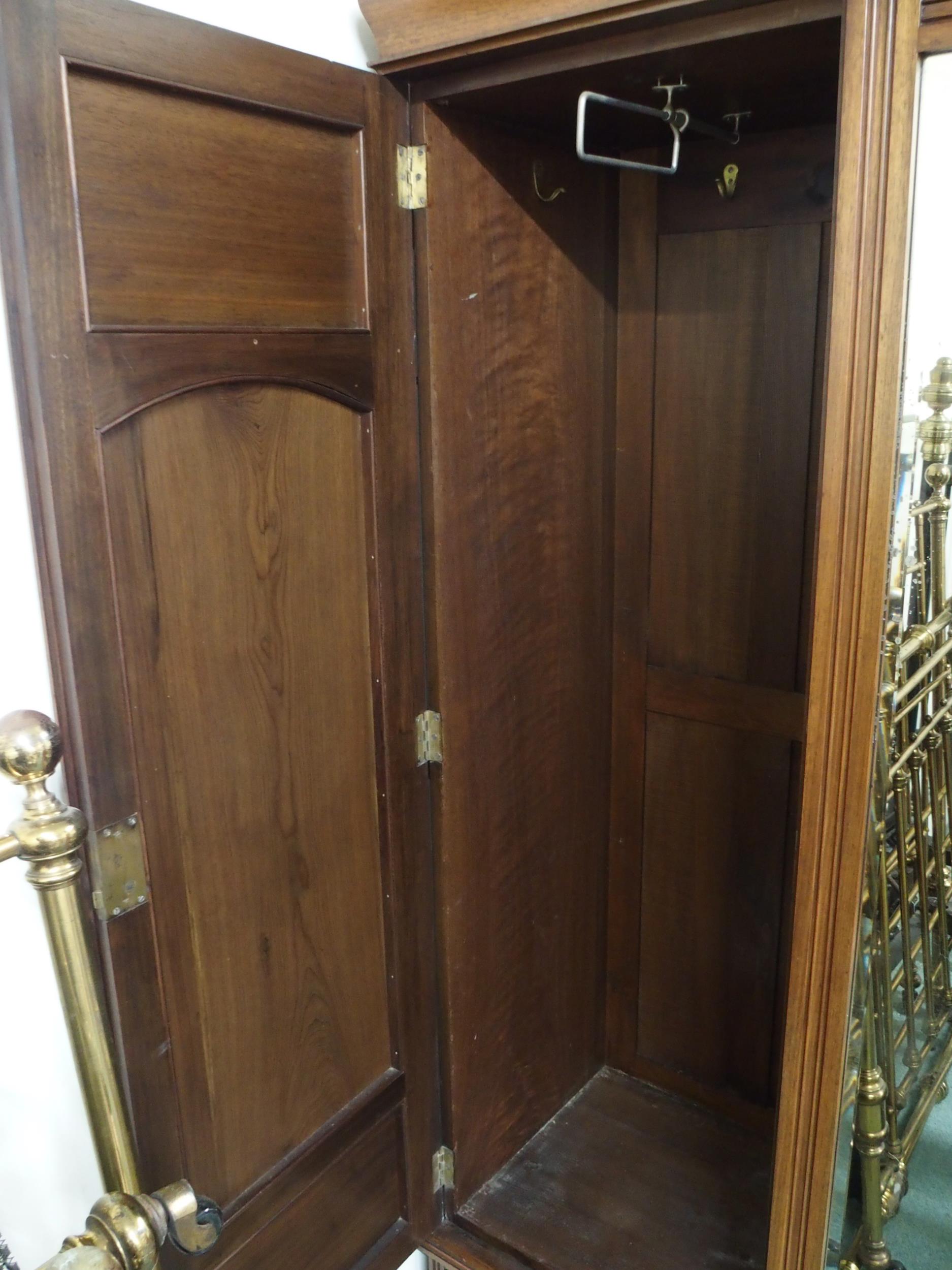 A Victorian mahogany wardrobe with central mirror flanked by doors over two drawers, 201cm high x - Image 3 of 7