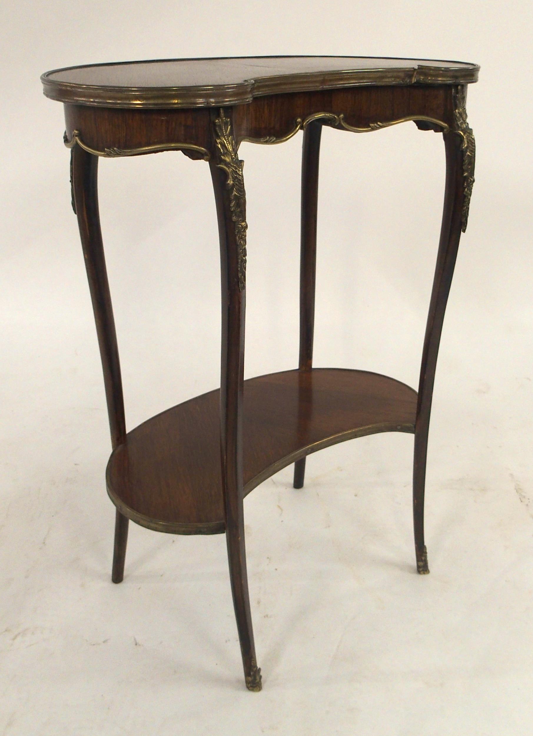 A LOUIS XV STYLE KINGWOOD TWO TIER KIDNEY SHAPED OCCASIONAL TABLE with gilt brass ormolu mounts to - Image 5 of 10