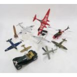 A collection of model aircraft and a Burago 1:18-scale Jaguar SS 100 Condition Report:Available upon