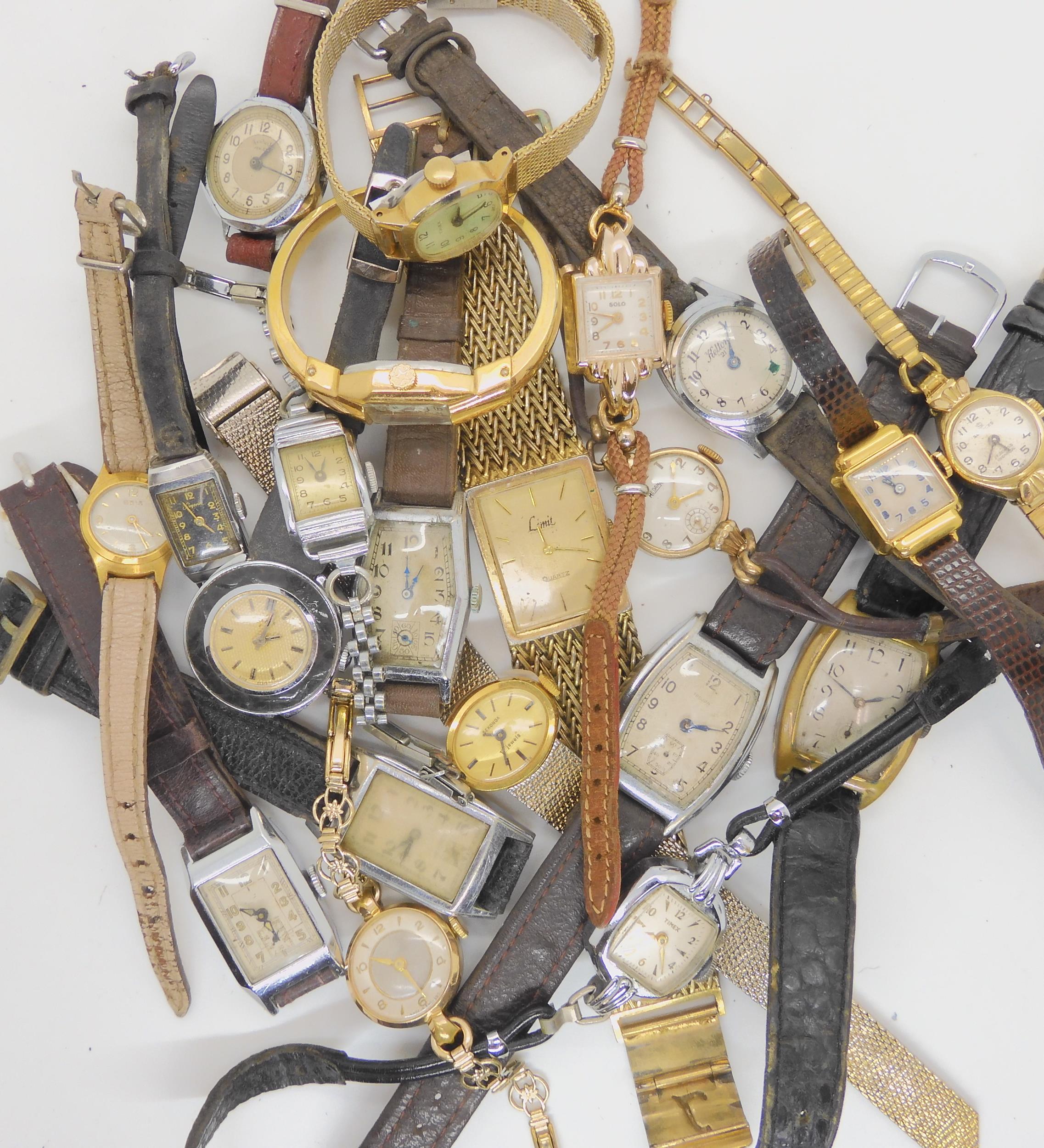 A collection of vintage ladies wristwatches to include Sabrina, Siegevin, Oris and Services Etc