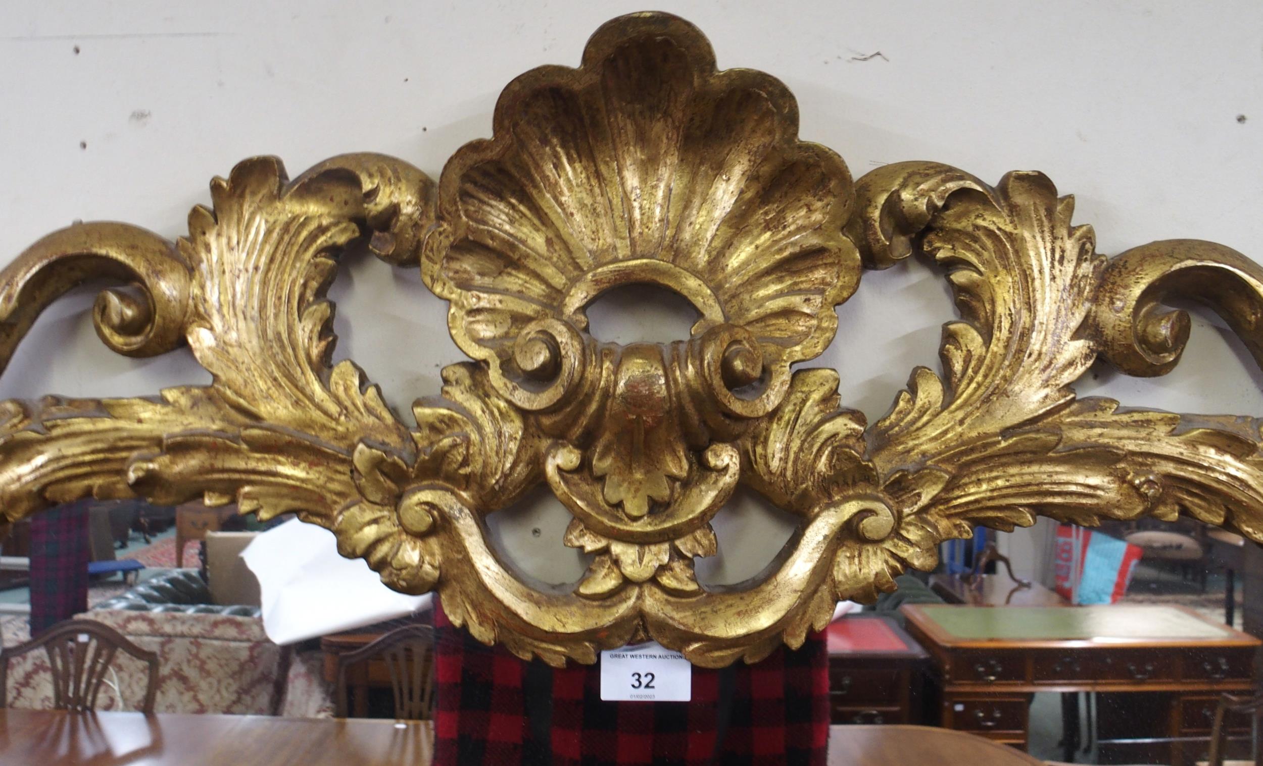 A 20th century Rococo style gilt framed overmantle mirror, 100cm high x 110cm wide Condition - Image 2 of 5
