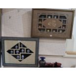 A framed collection of blue and white snuff bottles and another of miniature Chinese teapots