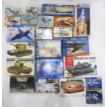 A selection of modelling kits, with manufacturers including Airfix, Revell, Tamiya, Esci and