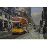 PETER.ST C.MERRIMANÊRouken Glen Via Giffnock tram, signed, oil on board, 41 x 60cm and another (2)