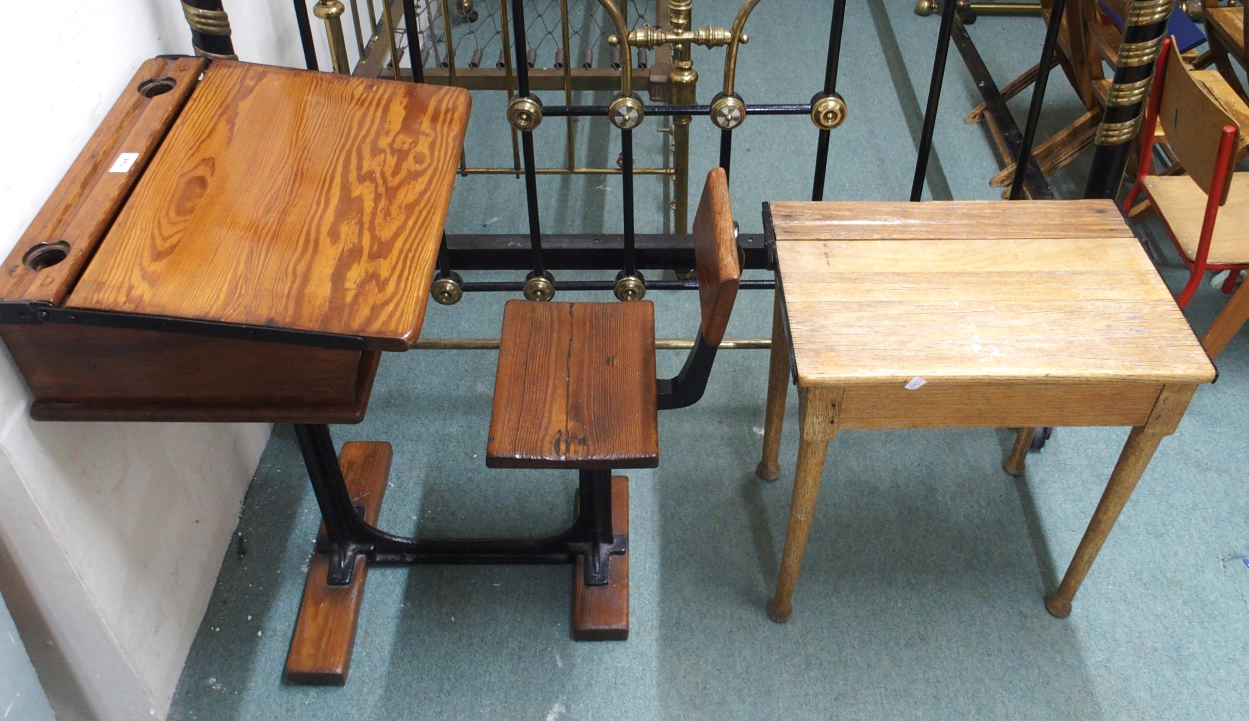 A lot of two early 20th century children's school desks (2) Condition Report:Available upon request