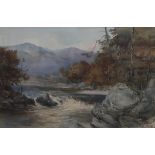 THOMAS MARJORIBANKS HAYÊR.S.WÊRiver landscape, signed, watercolour, 33 x 50cm Condition Report: