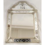 A 20th century reproduction Venetian style cushion wall mirror, 72cm high x 53cm wide Condition