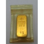 DEGUSSA FEINGOLD 999.9 10g bar overall weight 10.60 gramsÊ Condition Report:Available upon request