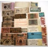 BANK NOTES United States and Confederate bank notes, shilling notes, world notes etc Condition