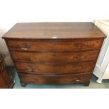 A Victorian mahogany bow fronted chest of four drawers on bracket feet, 91cm high x 115cm wide x