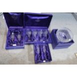Boxed Edinburgh crystal including a bowl, wine glasses and two pairs of champagne glasses