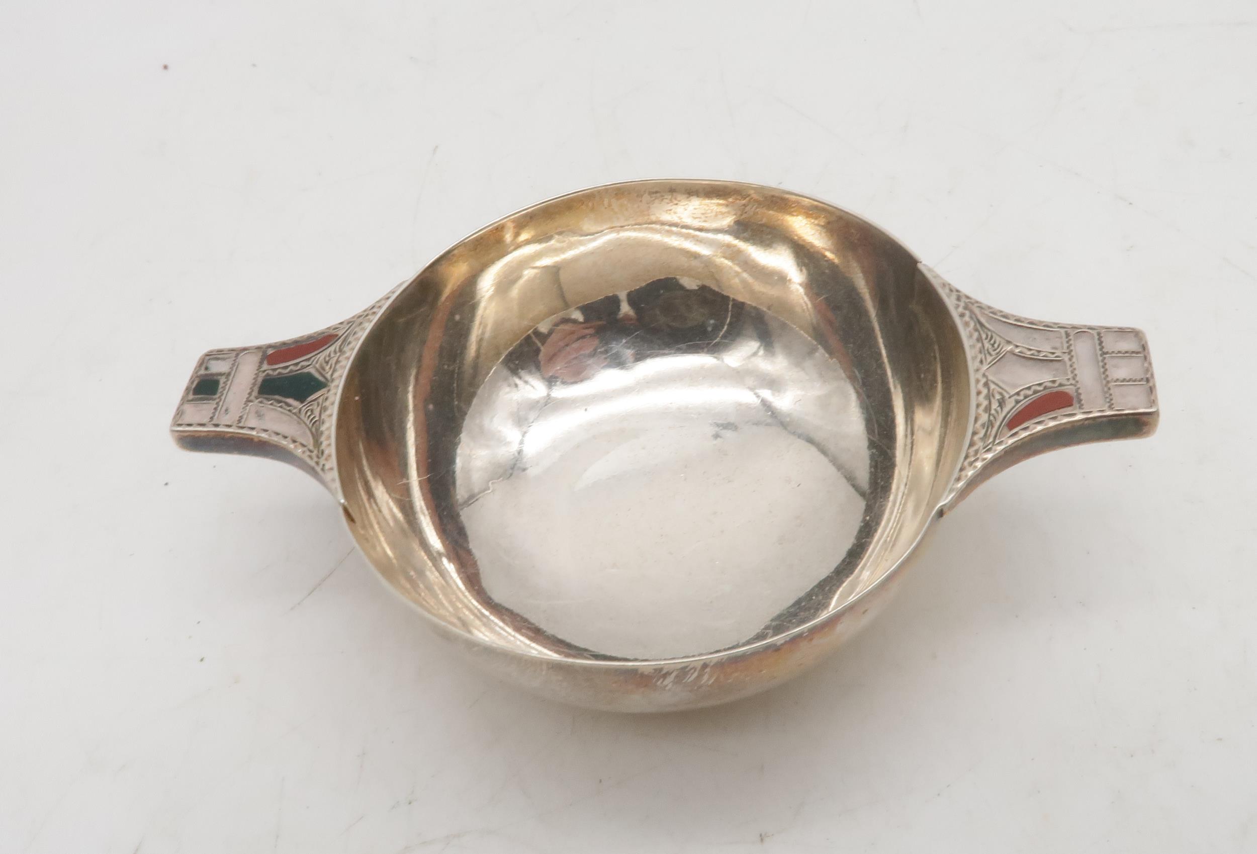 A small silver quaich, with enamelled lugs (af), by James Fenton, Birmingham 1902, and another - Image 3 of 4