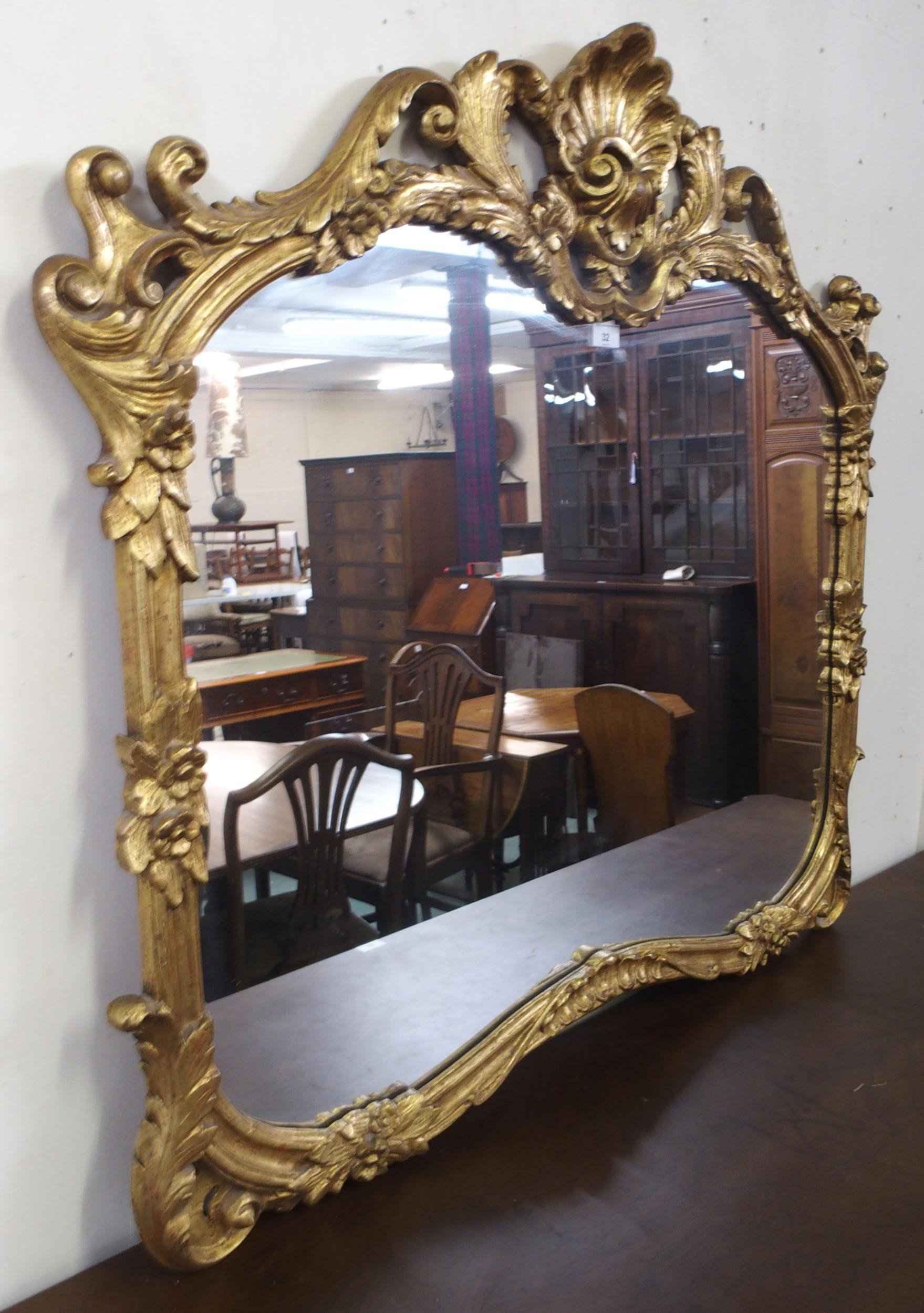 A 20th century Rococo style gilt framed overmantle mirror, 100cm high x 110cm wide Condition - Image 5 of 5