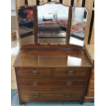 An early 20th century mahogany triple plate dressing chest, 150cm high x 107cm wide x 52cm deep