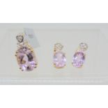 A pair of 9ct gold Kunzite and zircon earrings, together with a 9ct gold Thomas Rae designed pendant