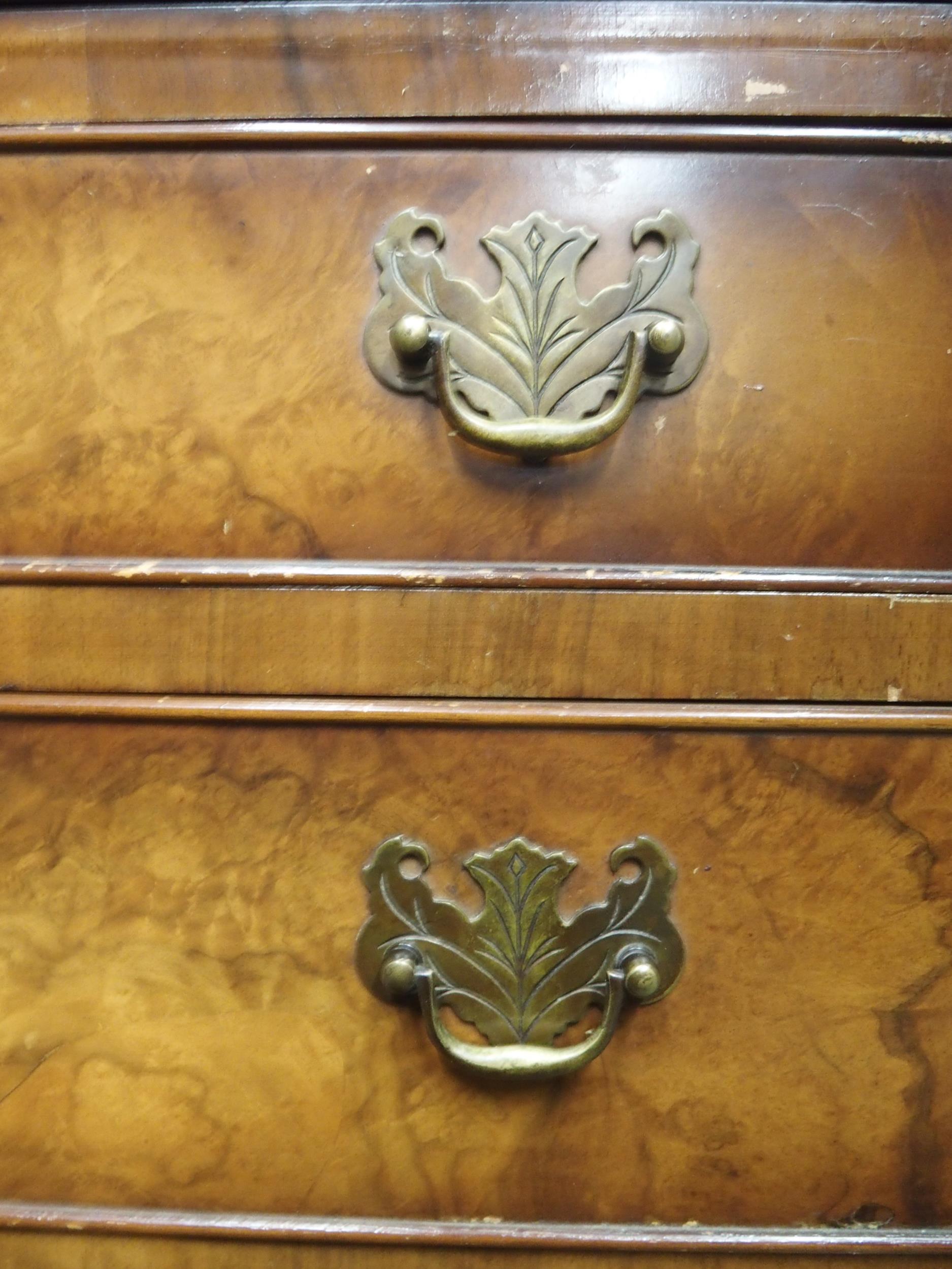 A 20th century mahogany veneered writing bureau, 97cm high x 77cm wide x 47cm deep and an oak - Image 5 of 6