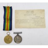 A WW1 British War Medal and Victory Medal pair, awarded to 2441 Pte. P. Kane, Highland Light