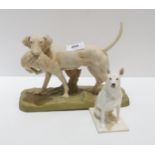 A Royal Dux figure of a dog with rabbit, model no 903, together with a Royal Worcester model of a