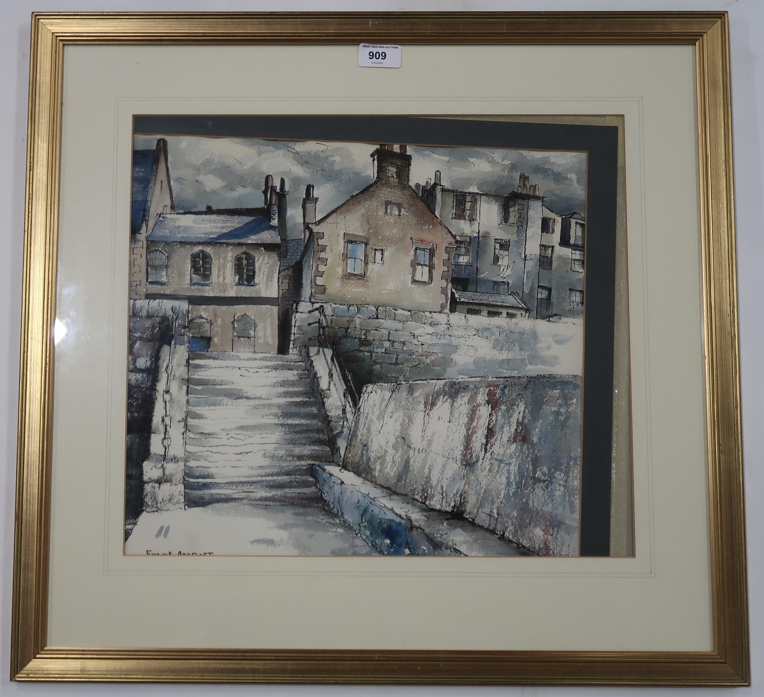 FRANK ADCROFT (SCOTTISH CONTEMPORARY)Ê HARBOUR TOWNÊ Watercolour on paper, signed, 28 x 51cmÊ - Image 2 of 4