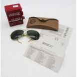 A pair of vintage Ray-Ban aviator sunglasses, contained in their original leatherette case; and a