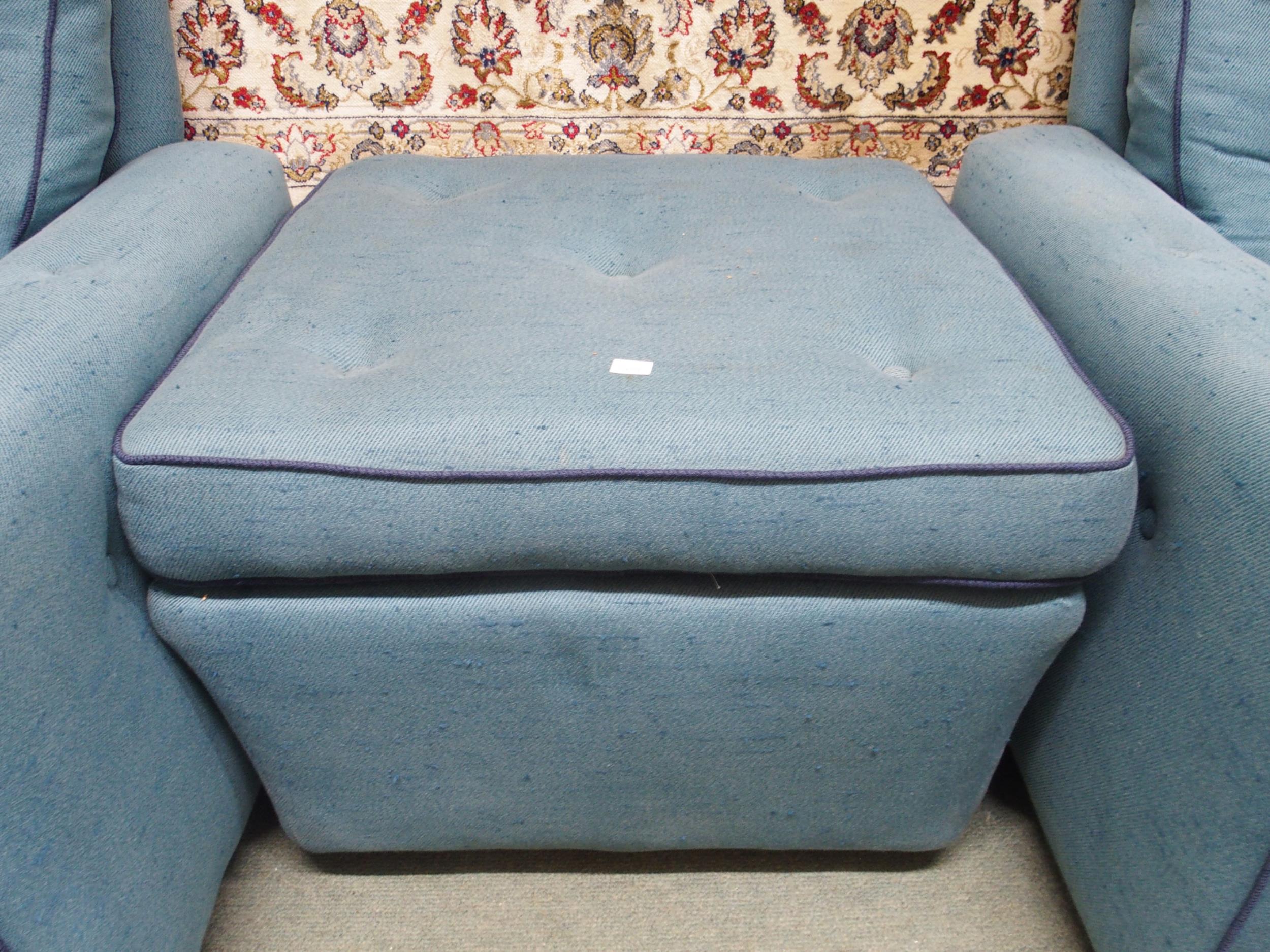 A pair of mid 20th century blue upholstered armchairs, 69cm high x 80cm wide x 73cm deep and an - Image 4 of 6