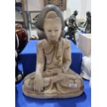 An alabaster figure of Buddha, 43cm high Condition Report:Available upon request
