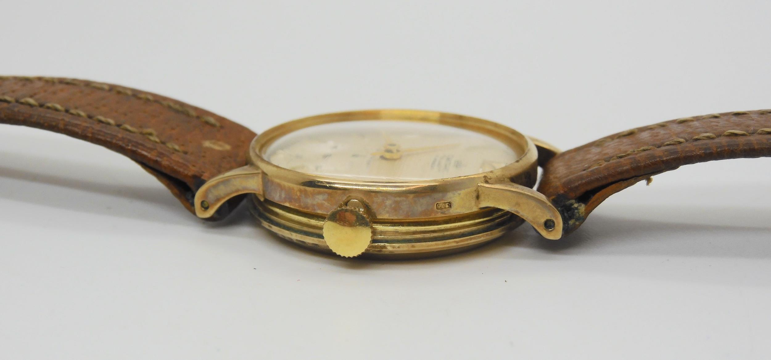 A Smiths 9ct De Luxe 15 jewel retro wrist watch (af) in original box together with aÊA 9ct Waltham - Image 6 of 6