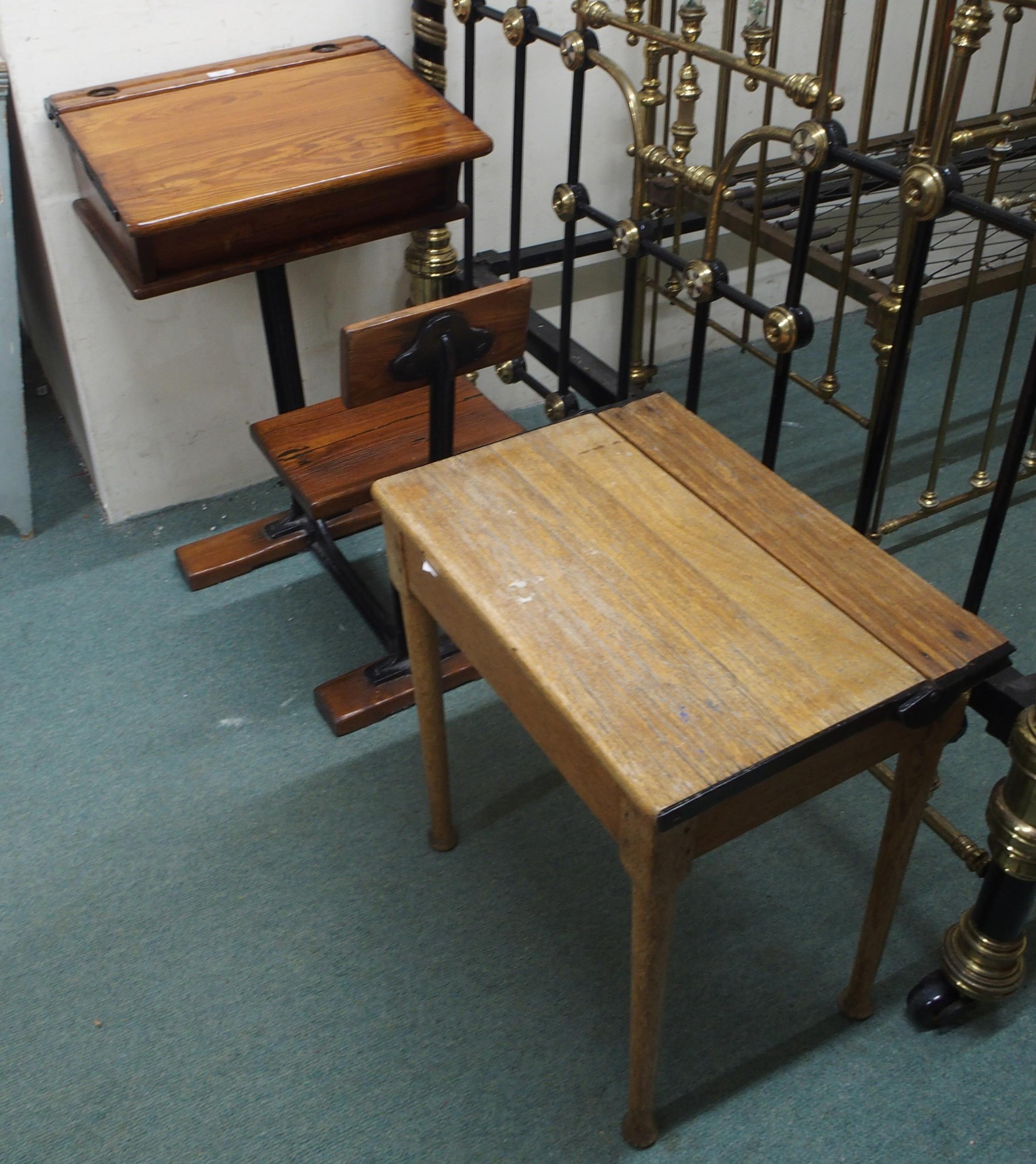 A lot of two early 20th century children's school desks (2) Condition Report:Available upon request - Image 4 of 4