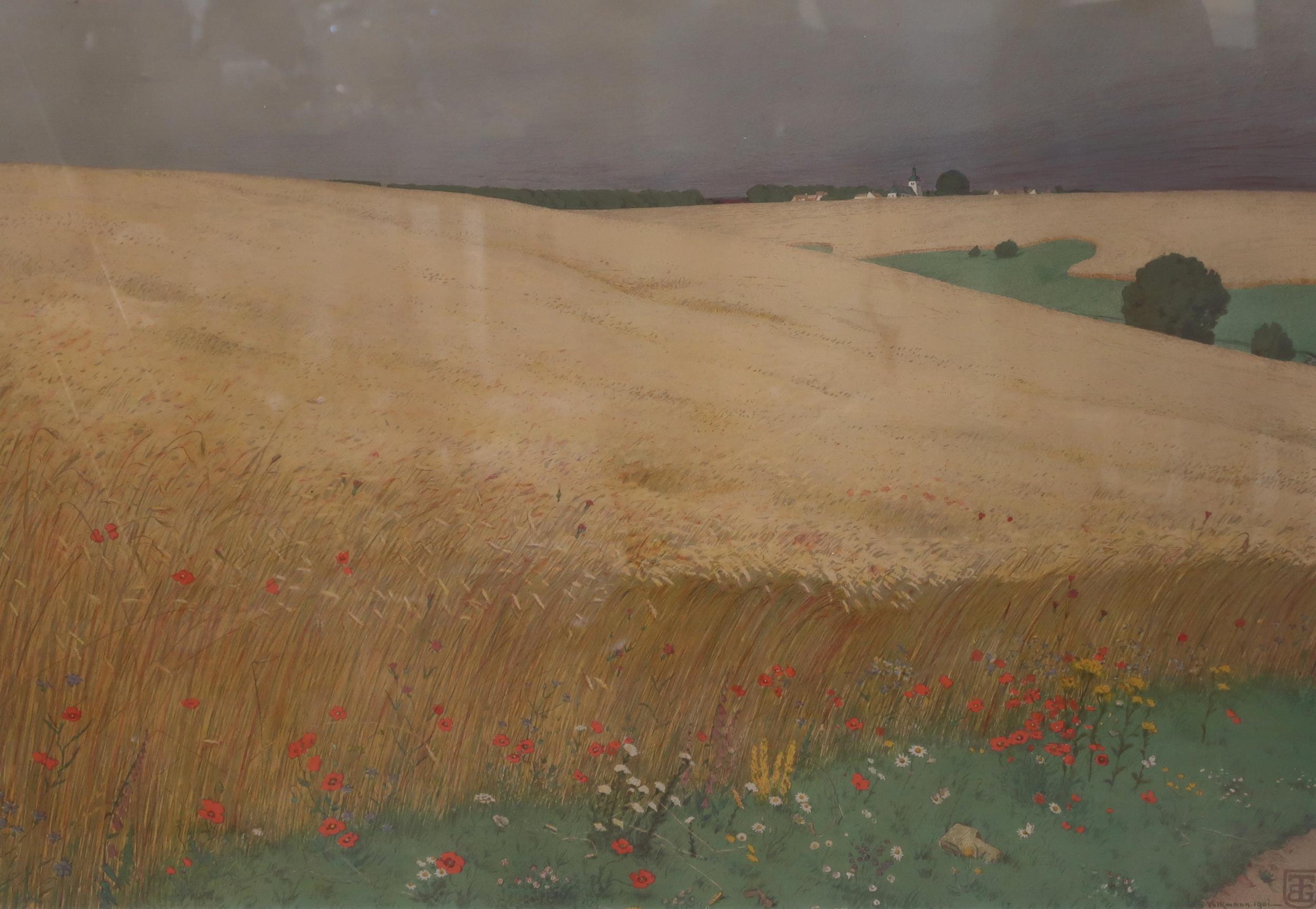 ATTRIBUTED TO HANS RICHARD VON VOLKMANN (1860-1927)Ê POPPY FIELDÊ Lithograph, signed lower right,