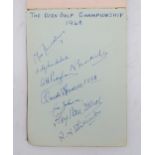 A leather-bound autograph book, with signatures to include players in the 1948 Open Golf