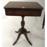 A Victorian mahogany fold over tea table on turned supports and mahogany single drawer occasional