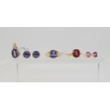 A collection of 9ct gold Gems TV jewellery to include blueberry quartz pendant, and earrings, blue