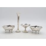 A collection of silver including a pair of bon bon dishes, of lobed form with pierced openwork