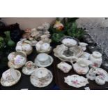 A Lowestoft tea bowl and saucer, Grainger Worcester cups and saucers, a Dresden cup and saucer,