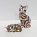 A Royal Crown Derby cat paperweight and another titled Catnip Kitten Condition Report:cat is filled