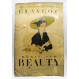 A vintage tin advertising sign, reading "the Smartest Woman in Glasgow reads... Woman and Beauty,