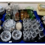 Assorted drinking glasses including Edinburgh, crystal vases, dessert services, coloured glass etc