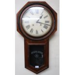 A 20th century mahogany cased Ansonia Clock Co of New York "regulator" wall clock with off white