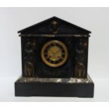 A French black slate mantle clock with movement by AD Mougin, retailed by D McMillan, Dingwall,
