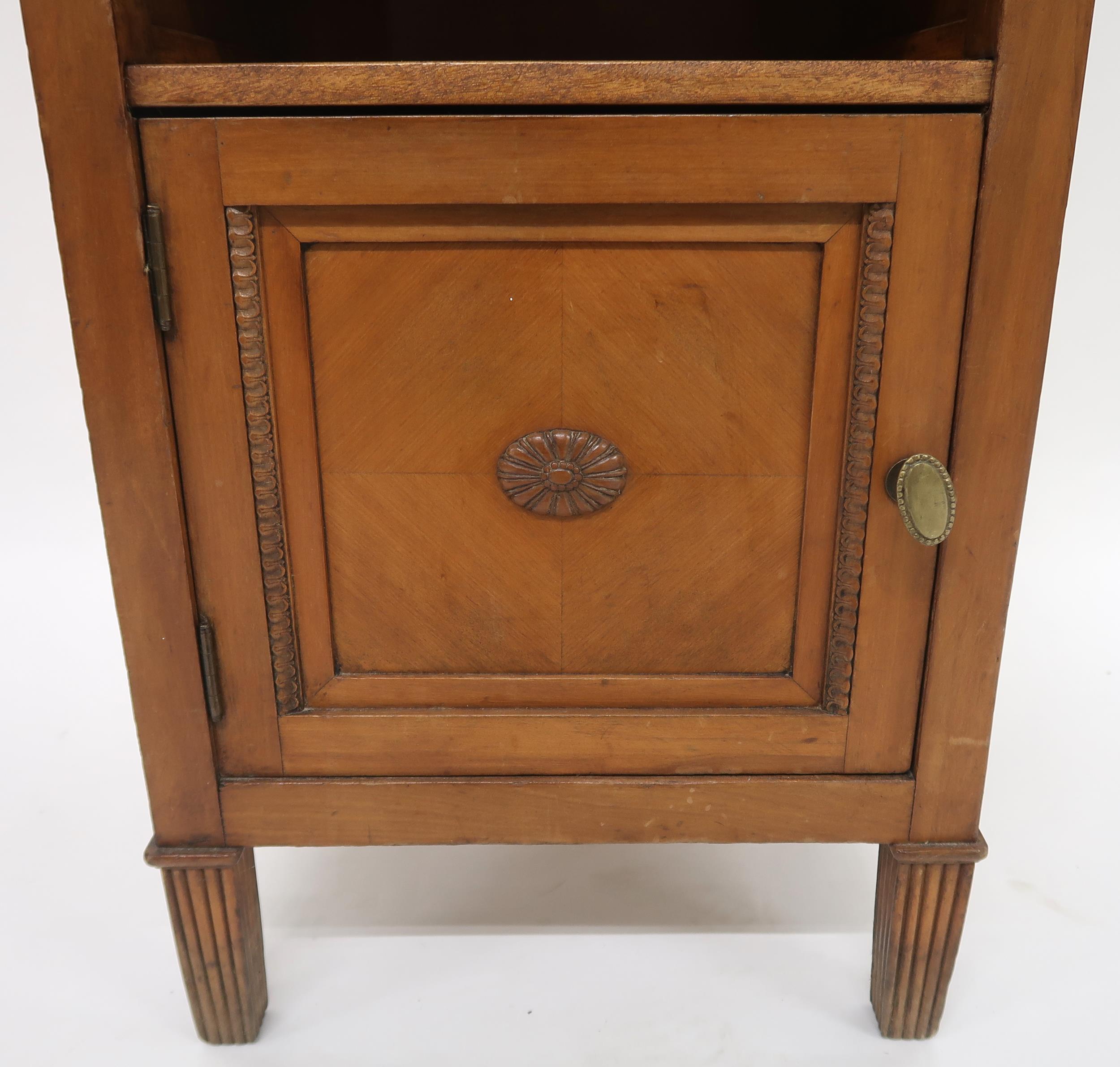 A 20th century mahogany marble topped bedside table with pull out slide over single drawer over - Image 4 of 6