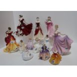 A collection of Royal Doulton figures including Sophie, Belle, Rachel, Emily and Lauren together