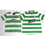 SPORTING MEMORABILIA Celtic FC: 2008 and 2013/14 home shirts, both bearing team signatures Condition